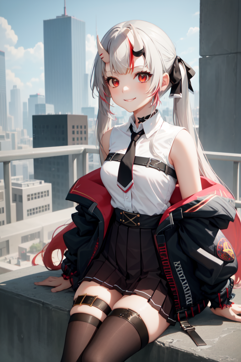 2489874-1085212419-masterpiece, best quality, absurdres, perfect anatomy, 1girl, solo, Nakiri Ayame, long hair, twintails, AyameCasual, white shirt.png
